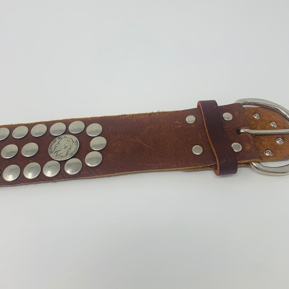 Brown Coin Faux Leather Belt Napoleon Emperor - Picture 2 of 10